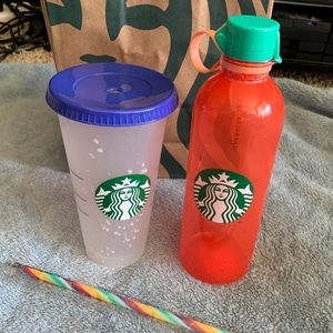 Starbucks 🍉 🍓water bottle and confetti 🎉